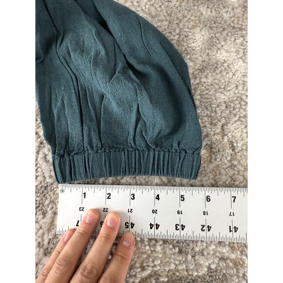 Grade + Gather Size S Ankle Linen Blend Flat Front Pants Green Button Zip Casual - Picture 7 of 12